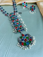 Load image into Gallery viewer, Multicolor Ghungroo Long Pearl Oxidised Afghani Ghungroo Necklace set
