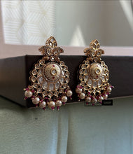 Load image into Gallery viewer, Tayani statement Meenakari small Chandbali 22k Gold plated Earrings
