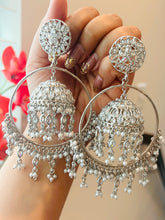 Load image into Gallery viewer, Polki Big Chandbali Golden Jhumka Earrings
