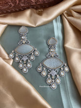 Load image into Gallery viewer, American Diamond Carved Designer Drop Cz Earrings
