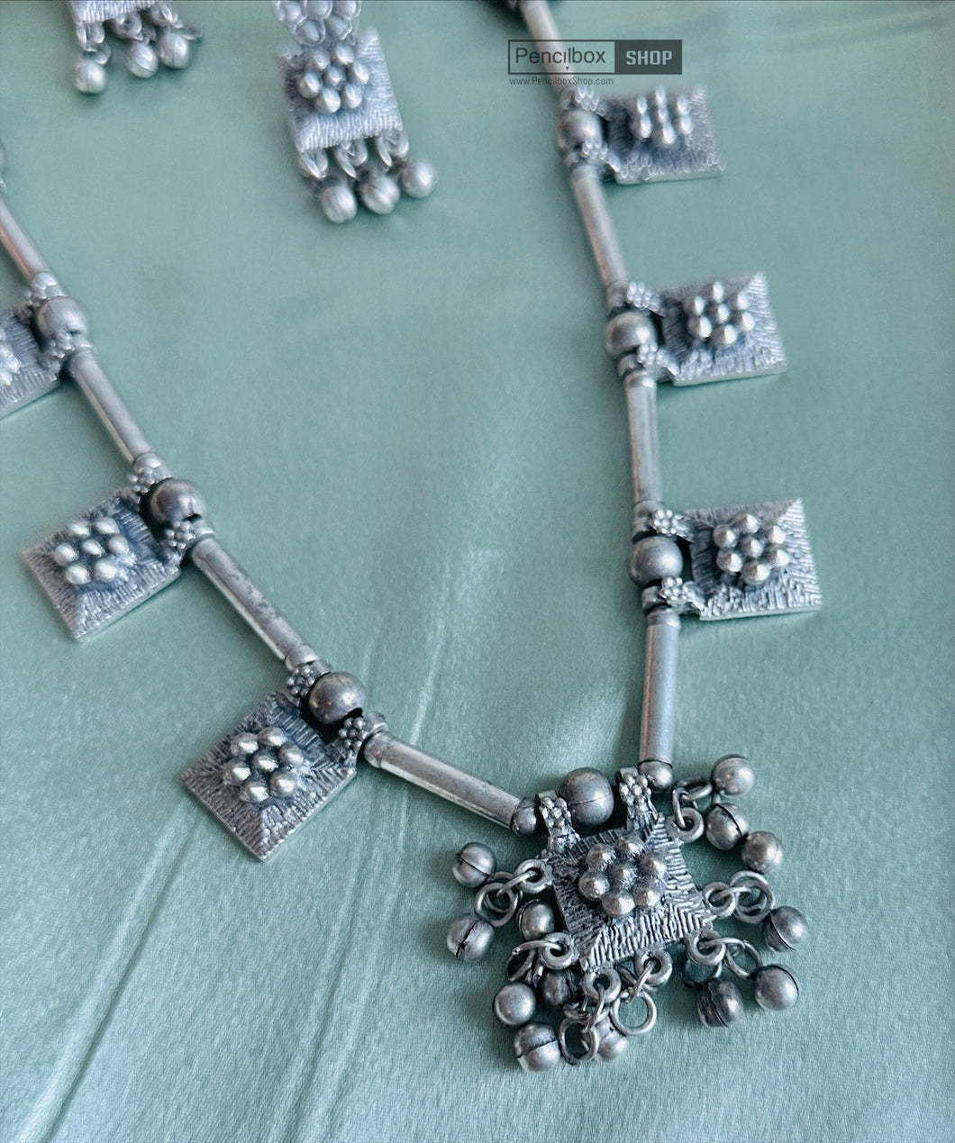 Simple Ghunghroo Oxidised Afghani Necklace set