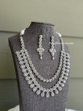 Load image into Gallery viewer, Silver Designer Layered American Diamond cz Necklace set
