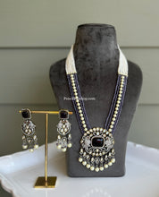 Load image into Gallery viewer, 22k Gold plated Tayani Long Purple Premium Statement Necklace set
