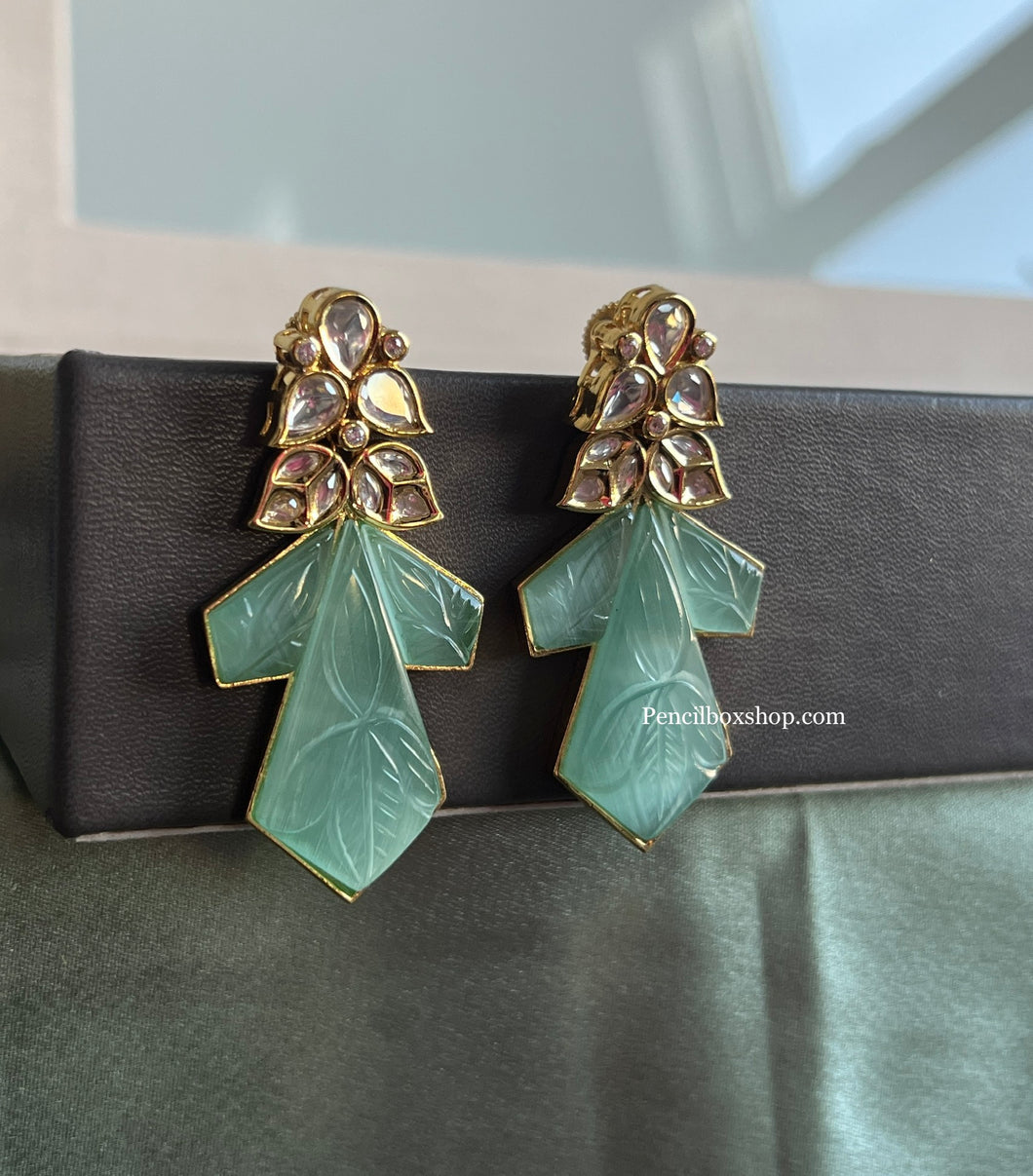 22k Gold plated Tayani Natural Carved Stone Earrings