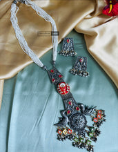 Load image into Gallery viewer, Peacock Multicolor Ghungroo Oxidised Afghani Ghungroo Necklace set
