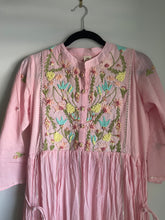 Load image into Gallery viewer, Pink Multicolor Thread Embroidery Long Dress Women Clothing
