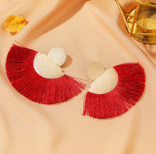 Load image into Gallery viewer, Golden studed tassel earrings IDW
