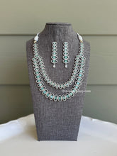Load image into Gallery viewer, Silver Two Layered American Diamond cz Necklace set
