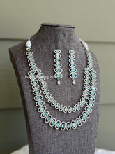 Load image into Gallery viewer, Silver Two Layered American Diamond cz Necklace set
