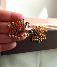 Load image into Gallery viewer, Real Kemp Stone Multicolor Lotus earrings
