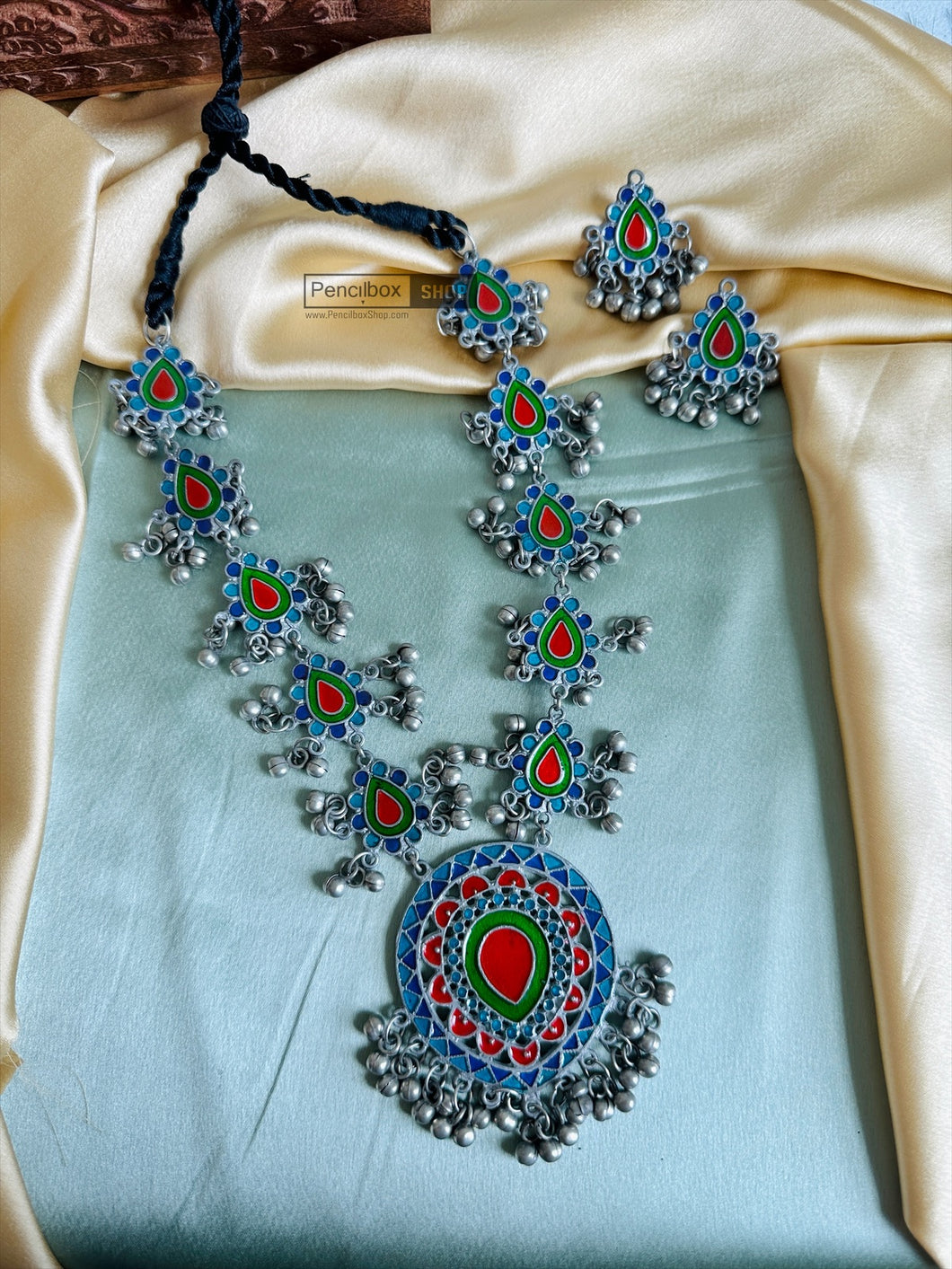 Multicolor Ghungroo Oxidised Afghani Ghungroo Necklace set