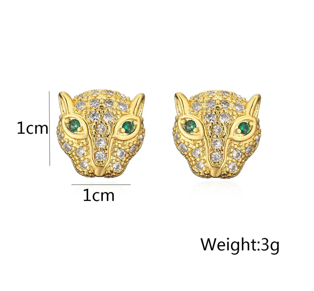 Snake Leopard Gold Rhinestone Stud earrings IDW