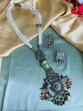 Load image into Gallery viewer, Peacock Multicolor Ghungroo Oxidised Afghani Ghungroo Necklace set
