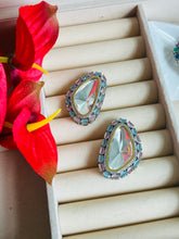 Load image into Gallery viewer, Designer uncut kundan silver Foiled Stud earrings
