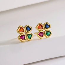 Load image into Gallery viewer, Multicolor Flower Gold plated Tiny Small Stud earrings IDW
