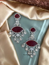 Load image into Gallery viewer, American Diamond Carved Designer Drop Cz Earrings
