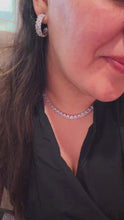 Load and play video in Gallery viewer, Silver Square Dainty Solitaire Shiny premium Necklace set

