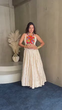 Load and play video in Gallery viewer, Chanderi silk 3 pc Navratni lehenga set women clothing
