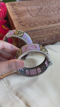 Load and play video in Gallery viewer, German Silver Lavender Pink Kada Pair
