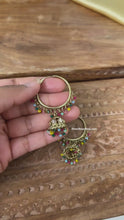 Load and play video in Gallery viewer, Multicolor Polki Small pearl jhumki Hoop earrings
