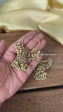Load and play video in Gallery viewer, Golden Polki Big pearl jhumki Hoop earrings
