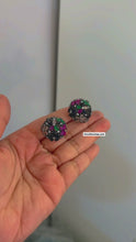 Load and play video in Gallery viewer, Victorian Multicolor Flower american diamond Small Dainty Stud earrings

