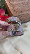 Load and play video in Gallery viewer, German Silver Lavender Pink Kada Pair
