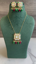Load and play video in Gallery viewer, Premium Ruby Green  Moissanite  pendant Necklace set
