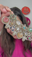 Load and play video in Gallery viewer, Sabya Inspired Celebrity Multicolored Gemstones Premium  Necklace set
