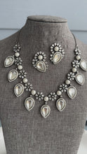Load and play video in Gallery viewer, Maya White Uncut Kundan American diamond pearl Necklace set
