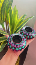 Load and play video in Gallery viewer, Set of 2 Handmade Blue Purple Mandala work Candle Holder

