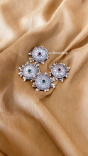 Load and play video in Gallery viewer, Round Kanika pearl stone german silver stud earrings
