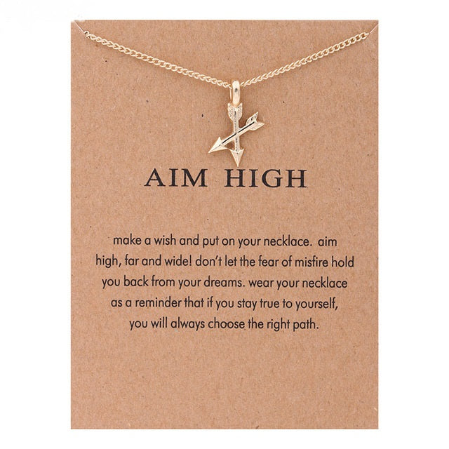 Aim High motivation pendant necklace