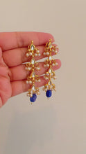 Load and play video in Gallery viewer, Kundan back Meenakari long Dangling Pearl Hanging earrings
