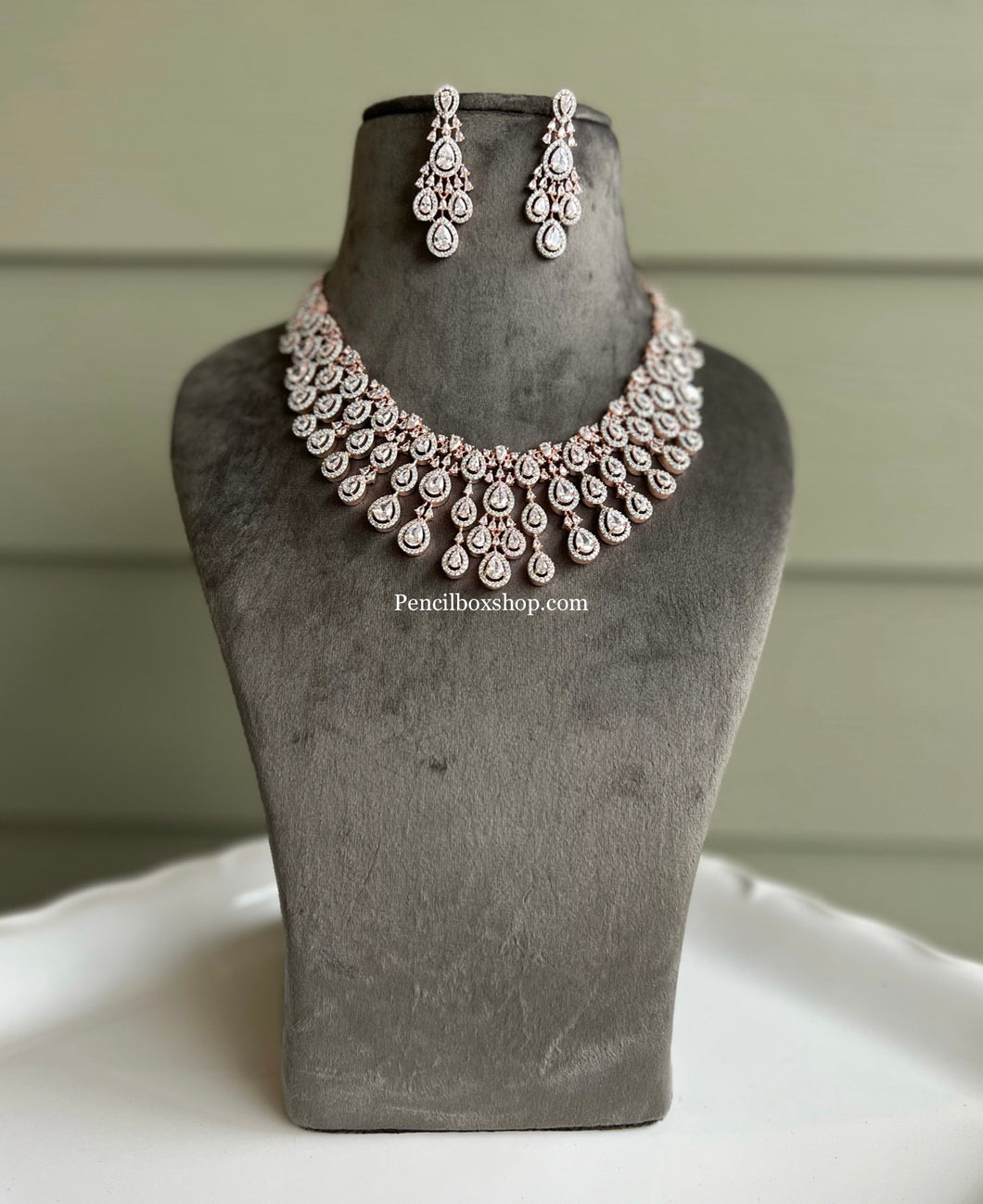 American Diamond Designer Drops cz Necklace set
