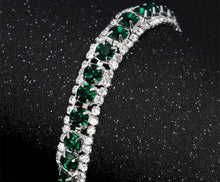 Load image into Gallery viewer, Green emerald simple rhinestone women bracelet IDW
