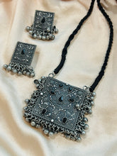Load image into Gallery viewer, Black Long German silver Afghani Ghungroo Necklace set
