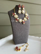 Load image into Gallery viewer, Contemporary Designer Pearl Ruby White Natural Stone Necklace set
