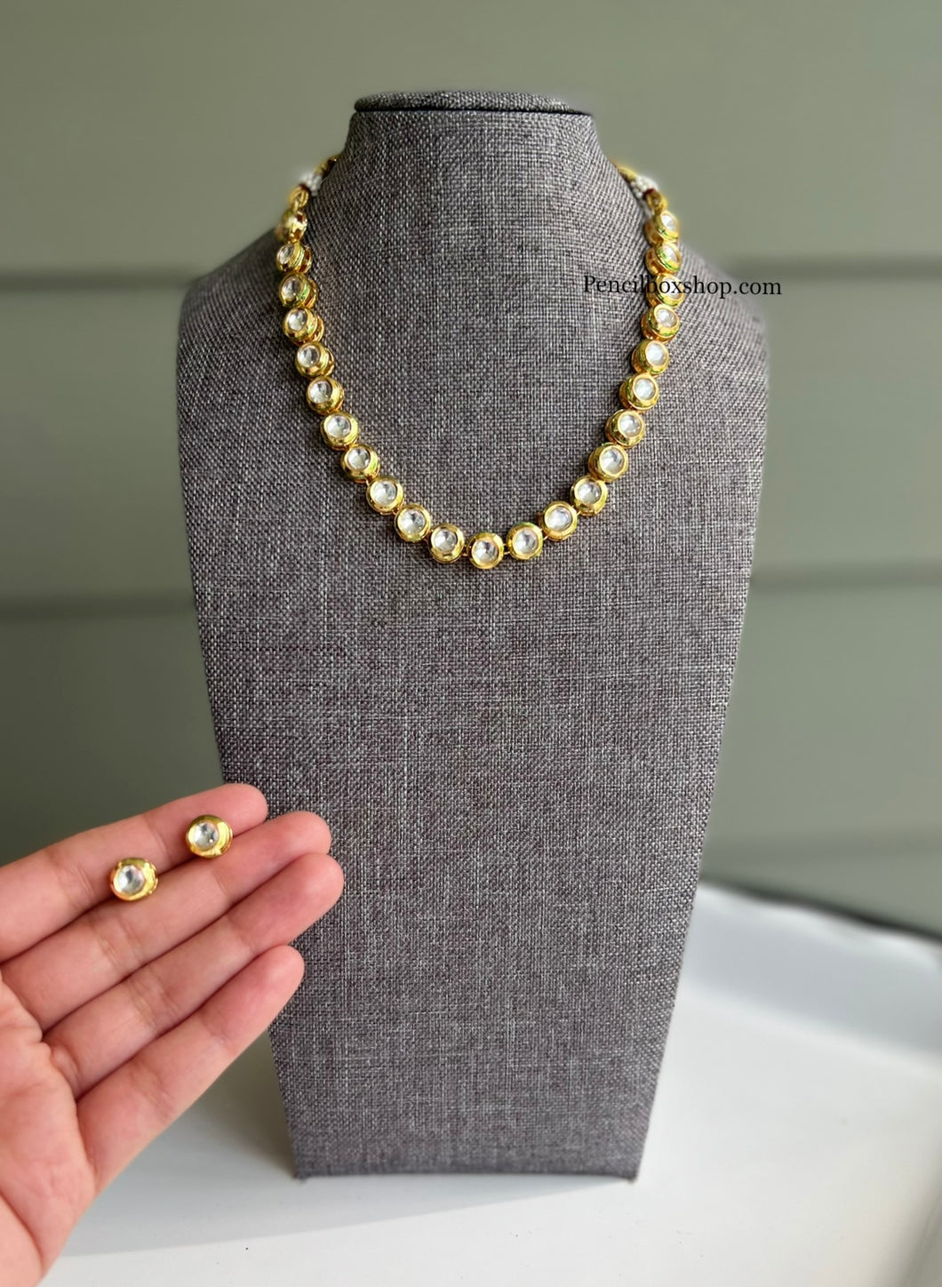 Single line Round Back side Meenakari Kundan Necklace set Radhika