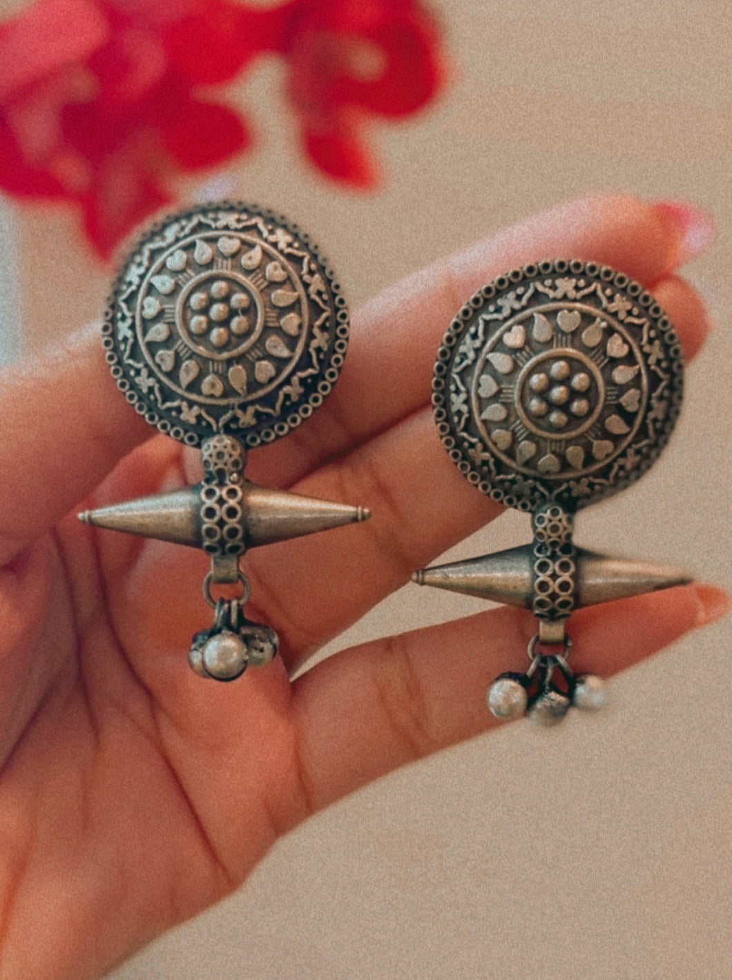 Tribal German Silver medium Size Earrings
