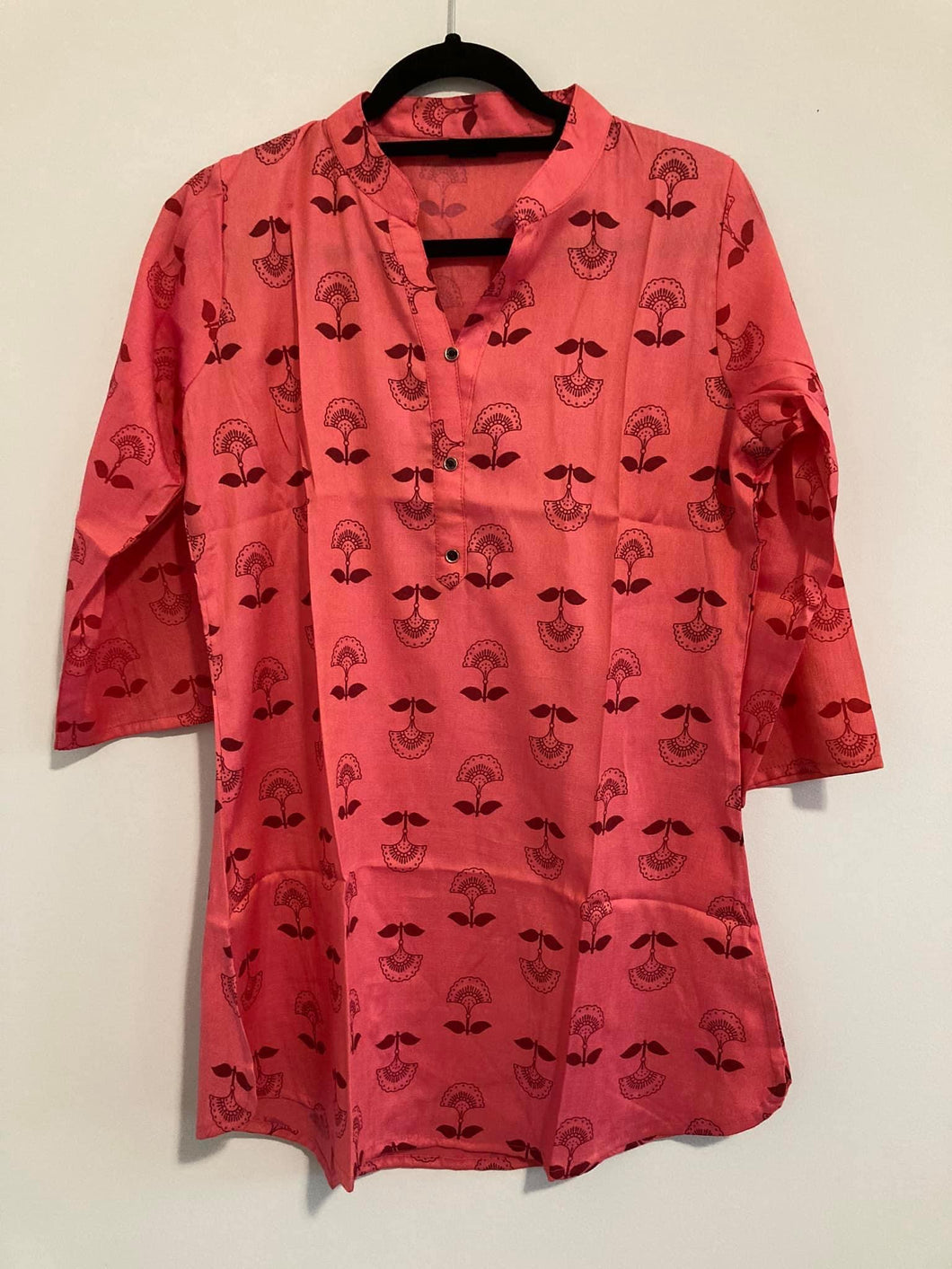 Pink printed Rayon short kurti