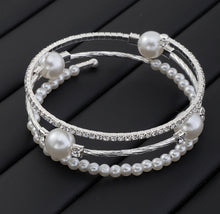 Load image into Gallery viewer, White Stone Rhinestone Pearl Openable Multilayer Winding bracelet IDW
