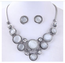 Load image into Gallery viewer, Exaggerated Metal Opal White Necklace Set for women IDW
