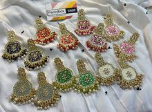 Load image into Gallery viewer, Meenakari Kundan Kajal Long dangling earrings
