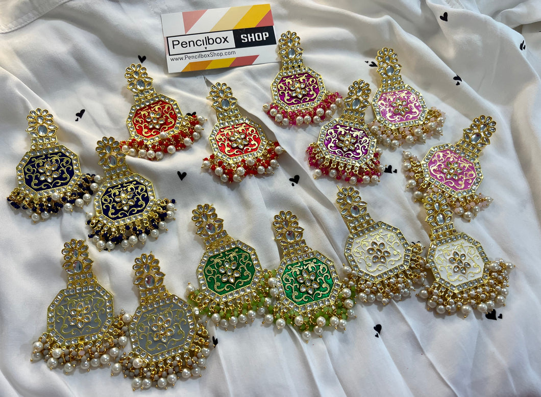 Meenakari Kundan Kajal Long dangling earrings