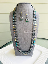Load image into Gallery viewer, German silver Kundan Multicolor Glass Stone Long Necklace Set
