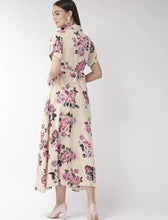 Load image into Gallery viewer, Cream color pink floral maxi dress 40 size
