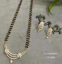 Load image into Gallery viewer, Cubic zirconia AD white Black beads Mangalsutra Necklace

