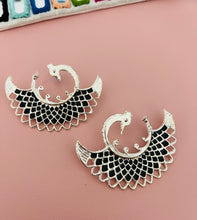 Load image into Gallery viewer, Peacock Big Round Enamel Work Oxidised Stud earrings
