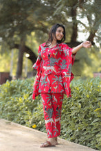 Load image into Gallery viewer, 2 pc Designer kaftan Coord-set Red Tiger Print Women Clothing

